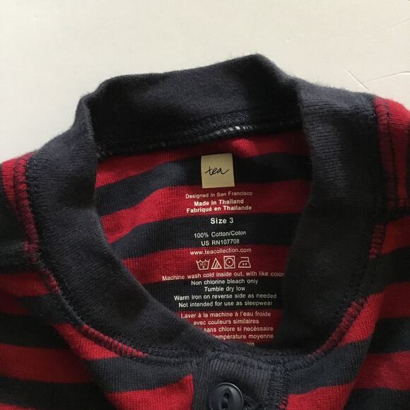 NWT Tea Collection Navy/Red Stripe Henley Tee - Picture 4 of 4